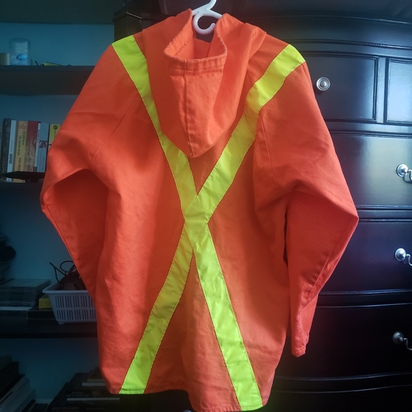 High Visibility Safety Jacket, Button-Up with Hood - Picture 3 of 15